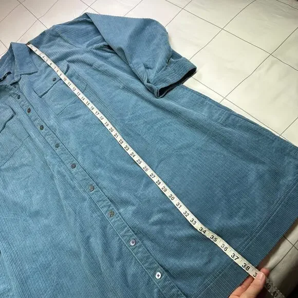 Madewell Dress Womens 2X Blue Corduroy Mini Shirtdress Long Sleeve Shift Collar - Picture 10 of 10